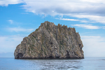 Fototapeta na wymiar Black Sea coast in Crimea, Russia, sea shore resort in the summer time