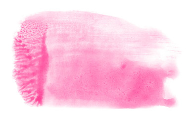 Abstract watercolor background hand-drawn on paper. Volumetric smoke elements. Pink color. For design, web, card, text, decoration, surfaces.