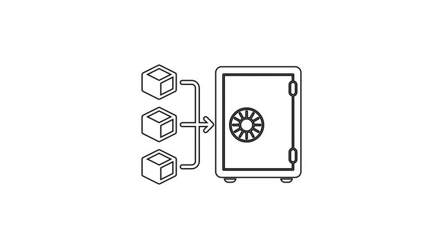 Grey Proof of stake line icon on white background. Cryptocurrency economy and finance collection. 4K Video motion graphic animation