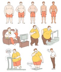 Fat person weight loss comparison drawing