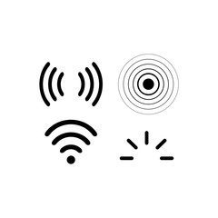 Signal icons vector set iradio signals waves. Radar, wifi, antenna