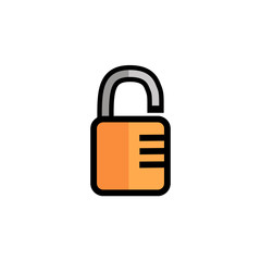 Flat colored modern code locked padlock icon. - Vector