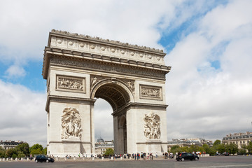 Fototapeta na wymiar Paris, France - August 2011: Arch of Triumph at the champs elysees avenue in Paris, It is one of the famous landscape in Paris, France