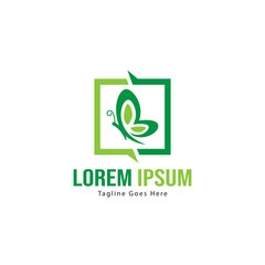 Butterfly logo template design. Minimalist Butterfly logo with modern frame vector design