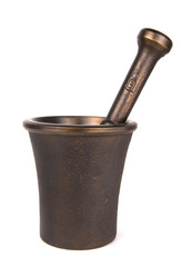 old brass mortar and pestle