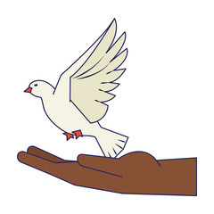 black hand with dove flying cartoon