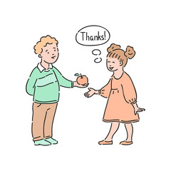 Vector well behaved girl thank you for present
