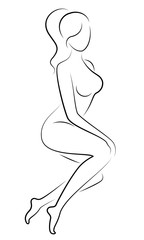 Silhouette of a sweet lady. The girl has a beautiful slim figure. The woman is walking. Vector illustration.