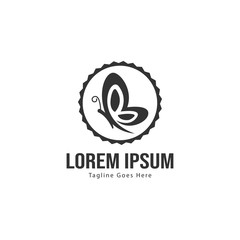 Butterfly logo template design. Minimalist Butterfly logo with modern frame vector design