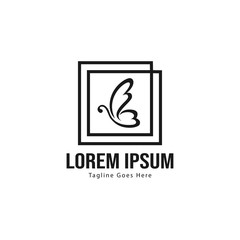 Butterfly logo template design. Minimalist Butterfly logo with modern frame vector design