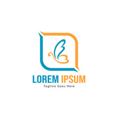Butterfly logo template design. Minimalist Butterfly logo with modern frame vector design