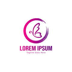 Butterfly logo template design. Minimalist Butterfly logo with modern frame vector design