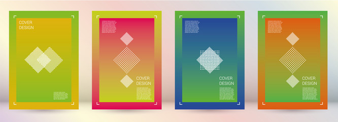 Futuristic Vector Geometric Cover Design with Gradient and Abstract Lines and Figures for your Business. Template Design with Hologram, Gradient Effect for Electronic Festival.