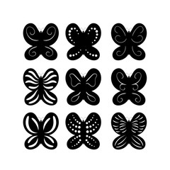 Fototapeta na wymiar Butterflies with patterned wings, vector graphic set