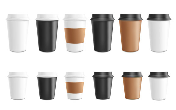 Coffee to go mockup vector illustration set.