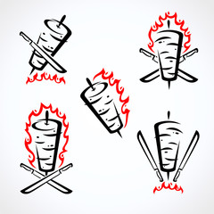 Kebab labels and elements set. Collection icon kebabs. Vector