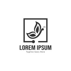 Butterfly logo template design. Minimalist Butterfly logo with modern frame vector design
