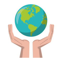 World in human hands symbol