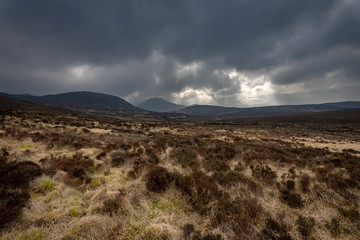 Les terres brûlées des montagnes du Connemara en Irlande