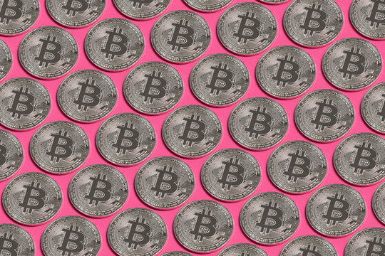 Bitcoin cryptocurrency concept coin on colorful background