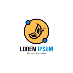 Butterfly logo template design. Minimalist Butterfly logo with modern frame vector design