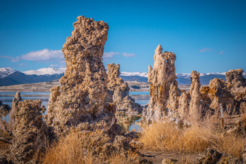 Tufa towers columns of limestone at Mono Lake - travel photography