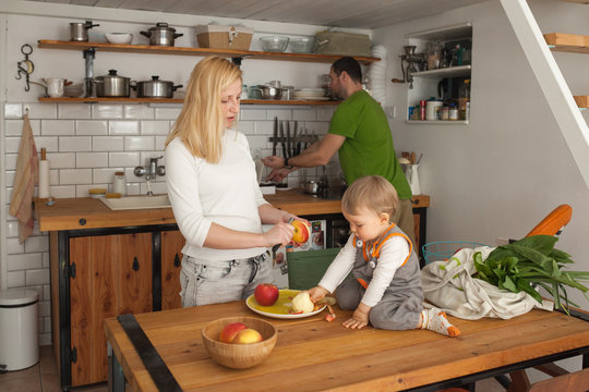 Family in their kitchen