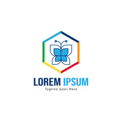 Butterfly logo template design. Minimalist Butterfly logo with modern frame vector design