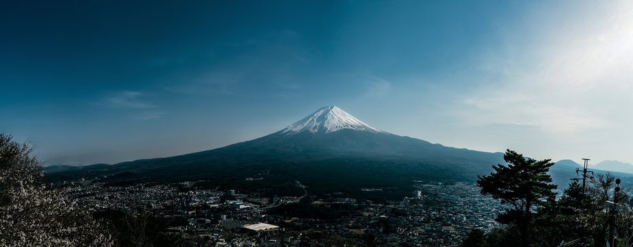 View on snowcapped Mt. Fuji from Lake Kawaguchiko