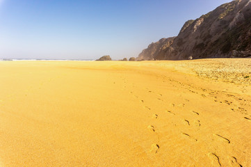 Fototapeta na wymiar Adraga Beach sandy beach of Atlantic ocean