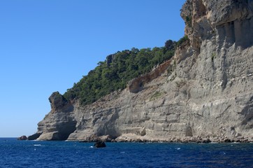 Big rock close-up in the Mediterranean Sea.