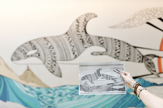 Beautiful illustration of killer whale