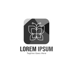 Butterfly logo template design. Minimalist Butterfly logo with modern frame vector design