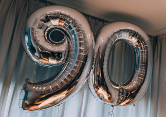 Birthday balloon with 90 shape