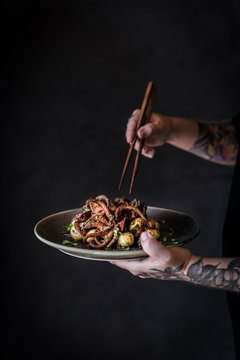 Saut?ed octopus with potatoes
