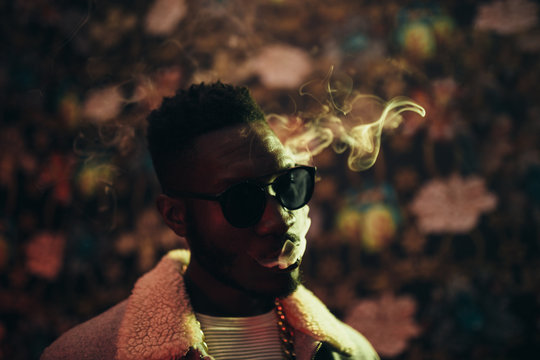 Black man smoking