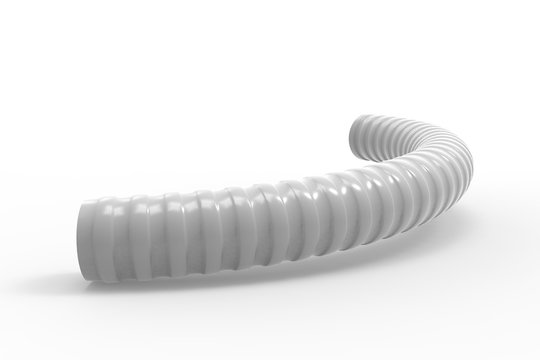 Plastic ribbed hose 3d illustration