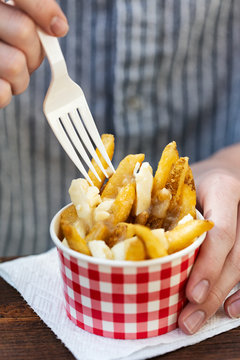 Canadian Poutine With Cheesy Curds And Gravy