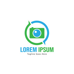 Photography logo template design. Photography logo with modern frame isolated on white background