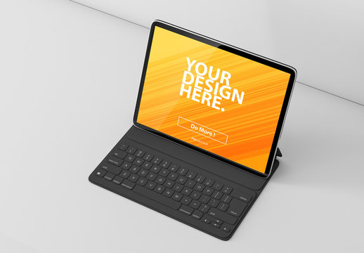 Tablet with Keyboard Mockup