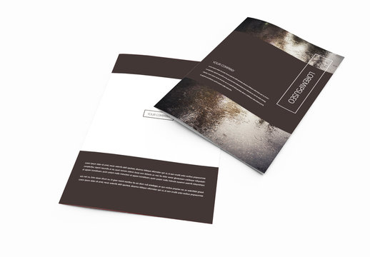 Bifold Brochure with Dark Brown Elements