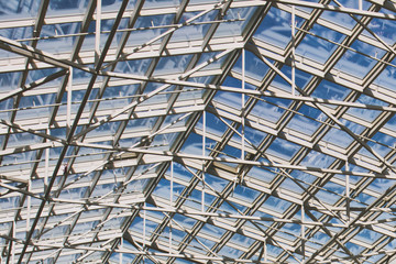 Abstract frame ceiling glass roof. Industrial background.