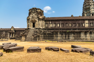 Inside Angkor Wat temple ruins. Travelling Cambodia. Siem Reap.