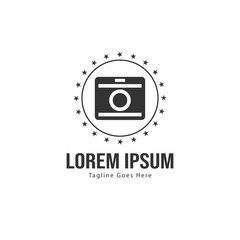 Photography logo template design. Photography logo with modern frame isolated on white background