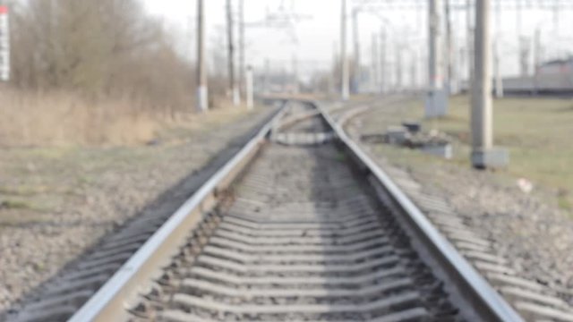 fork railway tracks  blurry
