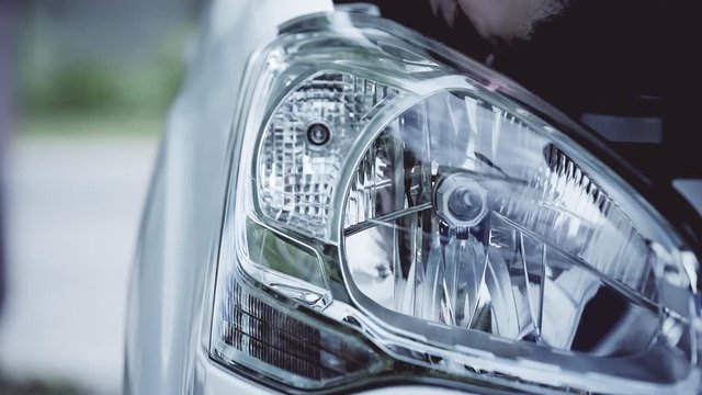 Change of car headlight