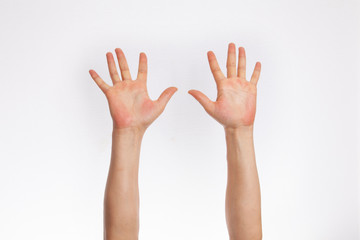 Isolated female hand on white background