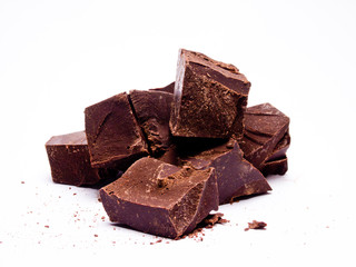 pieces of chocolate isolated on white background