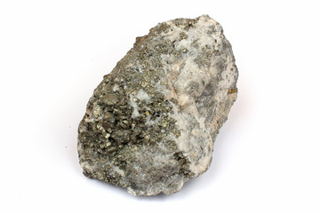 Chalcopyrite mineral on white background