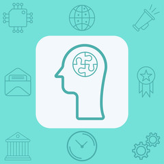 Fototapeta premium Head with puzzle vector icon sign symbol